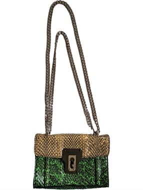 Kenneth Cole Snake Skin Leather Chain Crossbody Bag